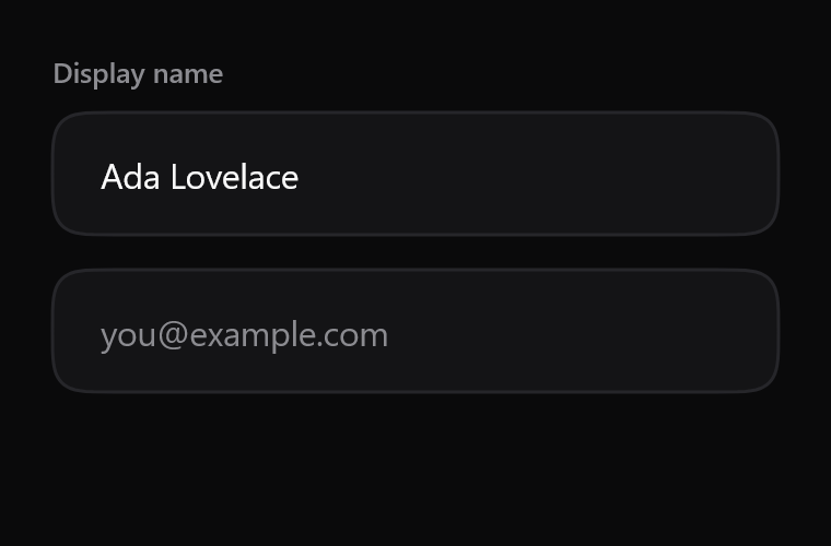 The Lamintra text field, rendered from the registry source the CLI installs.